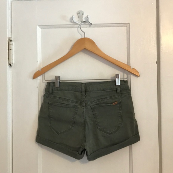 olive green jean shorts with silver buttons - Picture 2 of 3